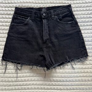 BDG Washed Black High-Rise Frayed Denim Shorts